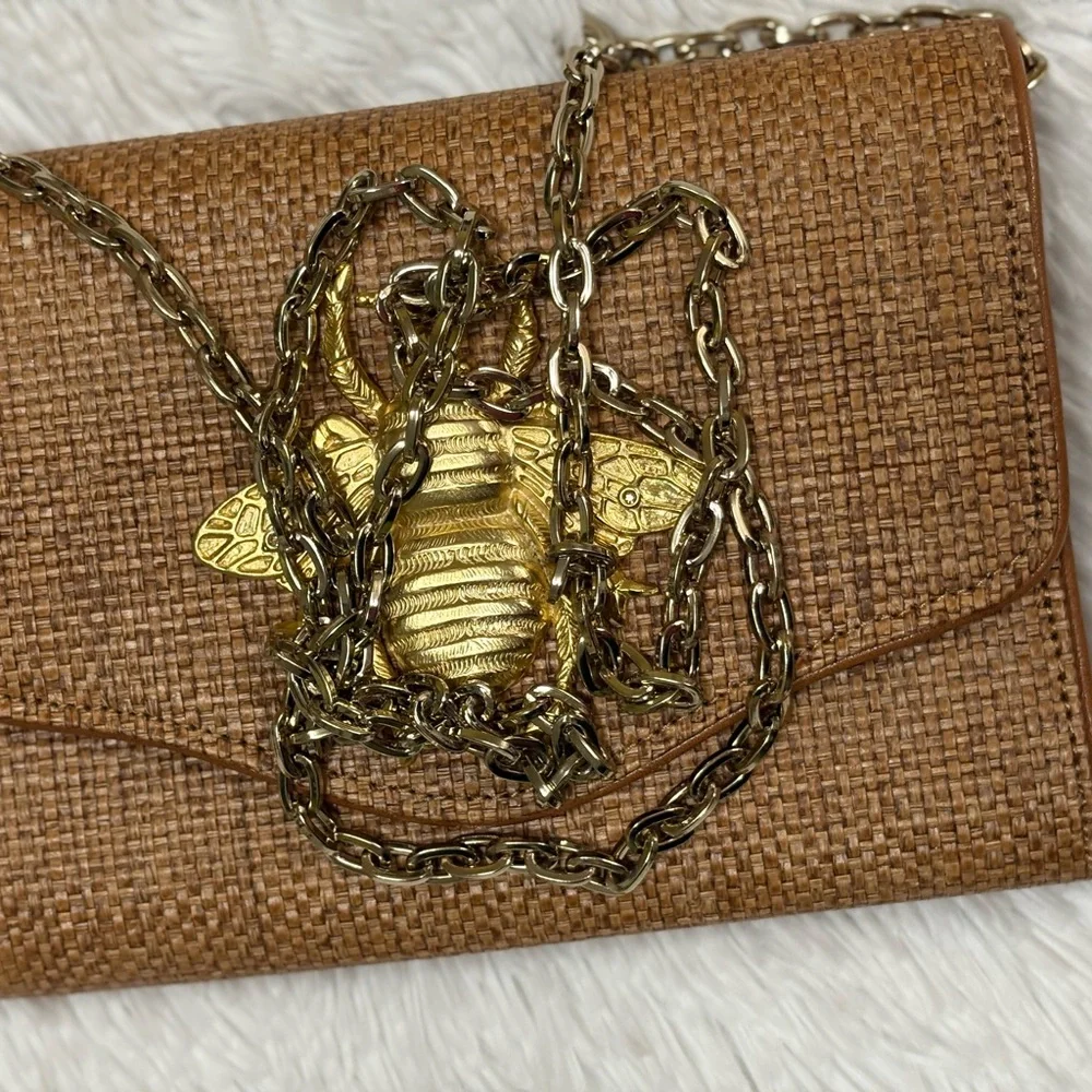 Elegant Brown Bee Embellished Clutch